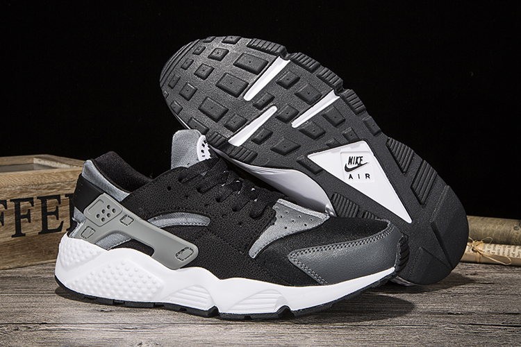 New Nike Air Huarache Black Grey White Shoes